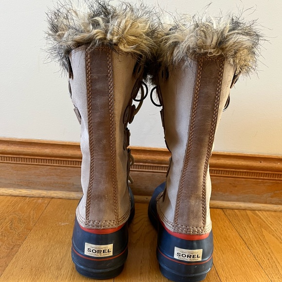 Sorel Joan of Arctic Brown Leather Winter Boots Lace Up Mid Calf Womens Size 8 - Picture 4 of 6